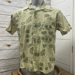 Stitch Hawaiian Aloha Camp Shirt Mens Short Sleeve w Pocket Palm Fonds Large L